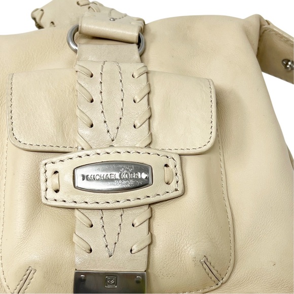 MICHAEL KORS Western Light Beige Leather Hobo Shoulder Handbag - Picture 9 of 12